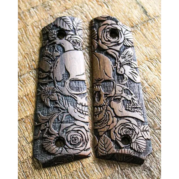 Mbt Grips PLAQUETTES BOIS PT1911 SKULL