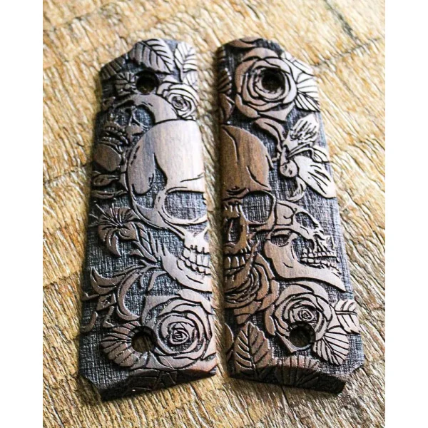 Mbt Grips PLAQUETTES BOIS PT1911 SKULL
