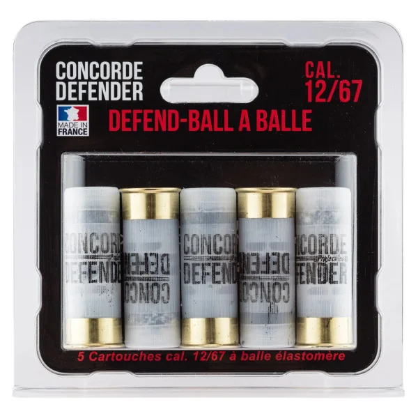 Concorde Defender 5 cartouches Defend-Ball cal. 12/67 à balle Elastomere Bior