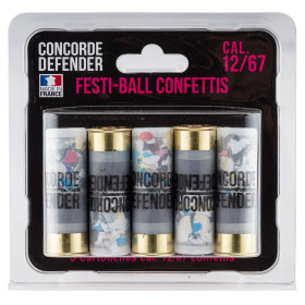 5 cartouches Festi-Ball cal. 12/67 confettis  Chez DEVILLE ARMORY. Votre armurerie en ligne.