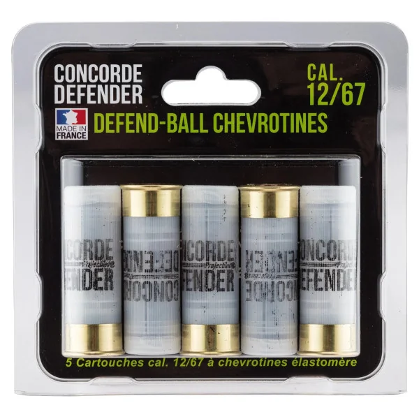 Concorde Defender 5 cartouches Defend-Ball cal. 12/67 chevrotines Elastomere