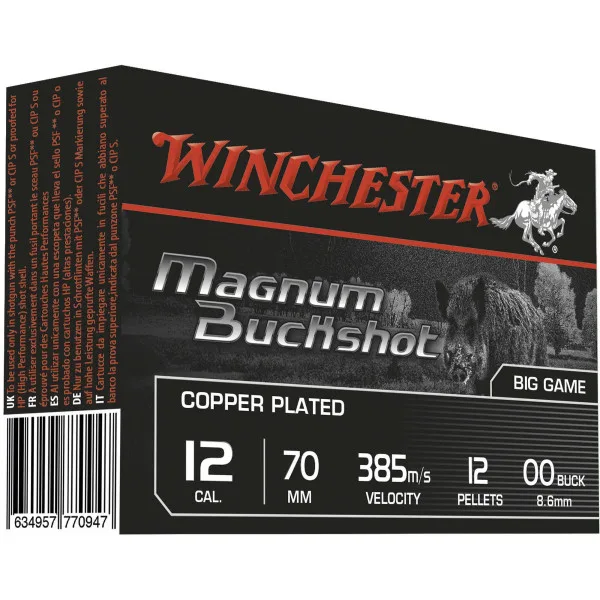 Cartouches Winchester chevrotines cuivrées Haute vitesse - Cal. 12/70