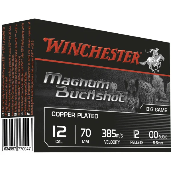 Cartouches Winchester chevrotines cuivrées Haute vitesse - Cal. 12/70
