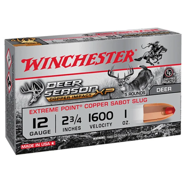 Cartouche Winchester DEER SEASON sans plomb - Cal 12/70