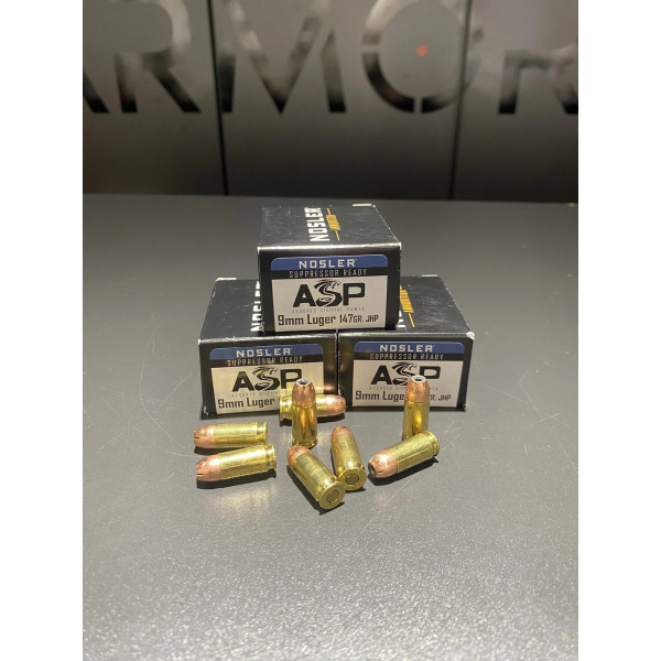 Boites de 20 Nosler JHP 9x19 147Gr  Chez DEVILLE ARMORY. Votre armurerie en ligne.