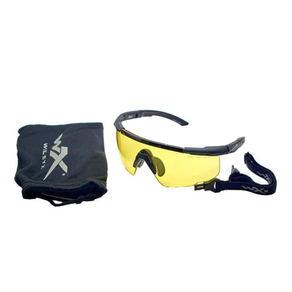 Wiley X 300 SABRE ADV. Monture jaune noir mat avec lunettes de sac  Chez DEVILLE ARMORY. Votre armurerie en ligne.