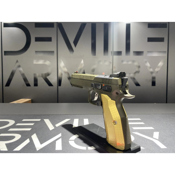 Pistolet Cz Shadow 2 OR Cerakote Grenn 9x19 + Plaquette custom  Chez DEVILLE ARMORY. Votre armurerie en ligne.