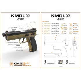 Pistolet KMR L-02 UMBRA OR 5'' 9x19  Chez DEVILLE ARMORY. Votre armurerie en ligne.