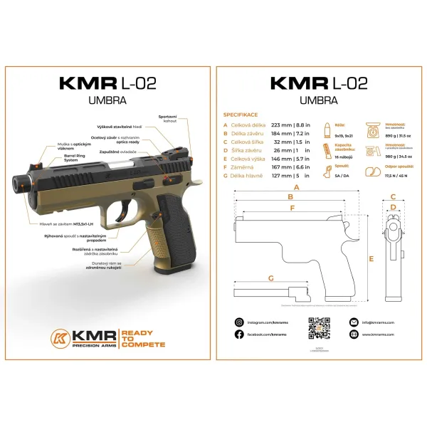 Pistolet KMR L-02 UMBRA OR 5'' 9x19