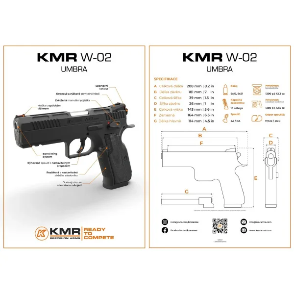 Pistolet KMR W-02 UMBRA OR 4,5'' 9x19