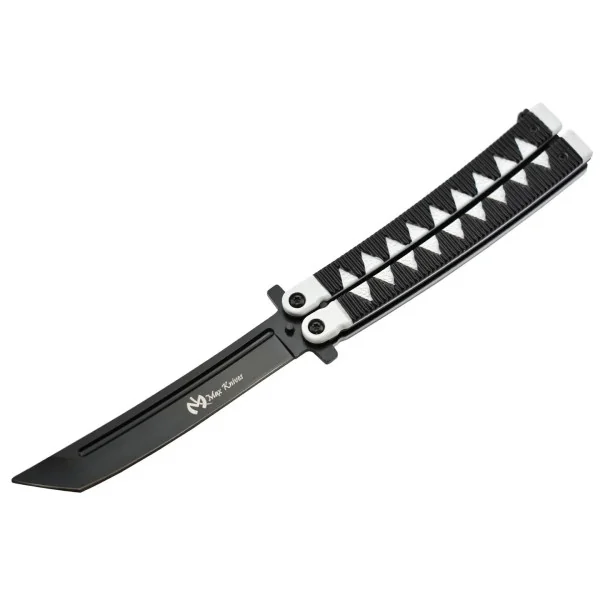 Couteau papillon lame acier 3CR13 manche aluminium blanc et noir