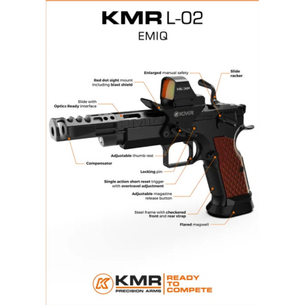 Pistolet KMR L-02 EMIQ 9x19 CUSTOM  Chez DEVILLE ARMORY. Votre armurerie en ligne.