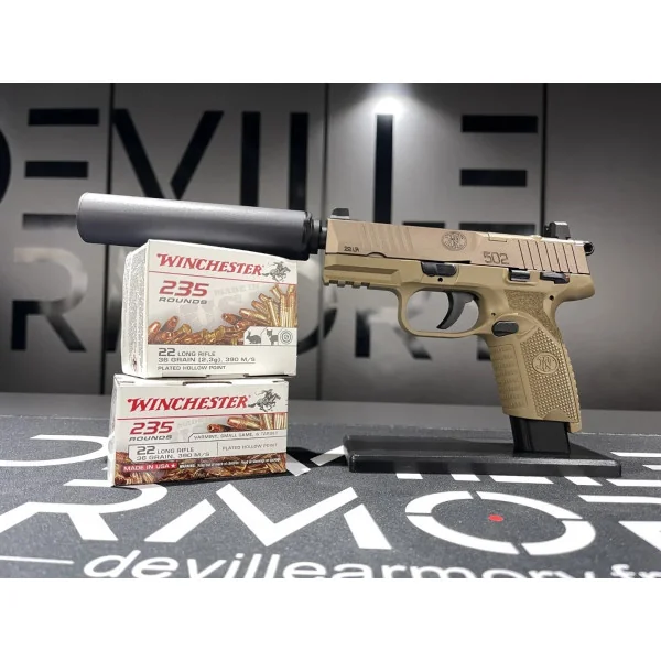 Fn Herstal Pack pistolet FN502 FDE + 470 cartouches + Modérateur