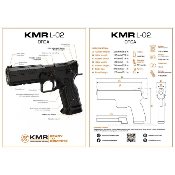 Pistolet KMR L-02 ORCA OR 5'' 9x19 CUSTOM