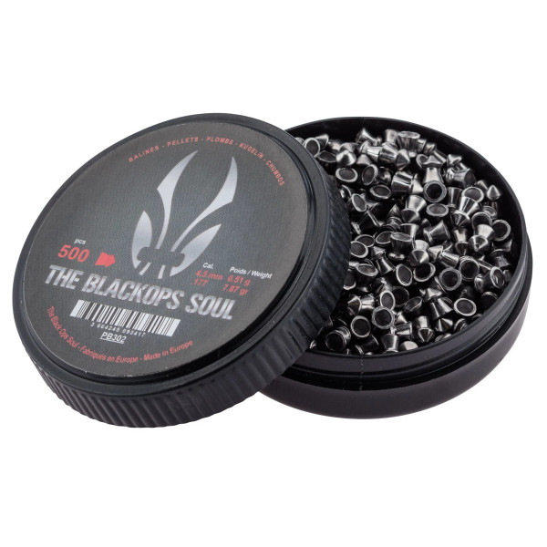 Plombs The Black Ops Soul à tête pointue cal. 4,5 mm  Chez DEVILLE ARMORY. Votre armurerie en ligne.