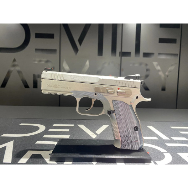 Pistolet CZ 75 Shadow 2 Compact Industrial Alloy Silver 9x19  Chez DEVILLE ARMORY. Votre armurerie en ligne.