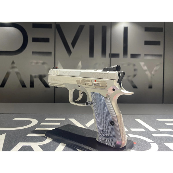 Pistolet CZ 75 Shadow 2 Compact Industrial Alloy Silver 9x19  Chez DEVILLE ARMORY. Votre armurerie en ligne.