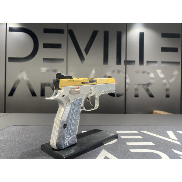 Pistolet CZ 75 Shadow 2 Compact Industrial Alloy gold 9x19  Chez DEVILLE ARMORY. Votre armurerie en ligne.