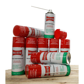 Pack de 12 Aérosols huile universelle Ballistol  Chez DEVILLE ARMORY. Votre armurerie en ligne.