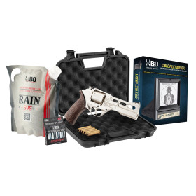 Pack Airsoft revolver CO2 CHIAPPA RHINO 50DS + Co2 + billes + douilles CNC + cible + mallette  Chez DEVILLE ARMORY. Votre armure