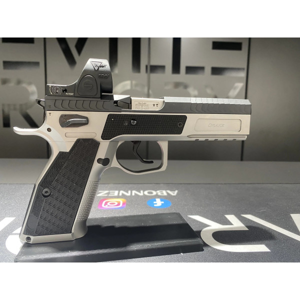 Pistolet PHOENIX Drake Production Optic Bi-Ton + Trijicon SRO  Chez DEVILLE ARMORY. Votre armurerie en ligne.