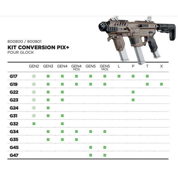 KIT CONVERSION RECOVER PIX+ POUR GLOCK - TAN  Chez DEVILLE ARMORY. Votre armurerie en ligne.