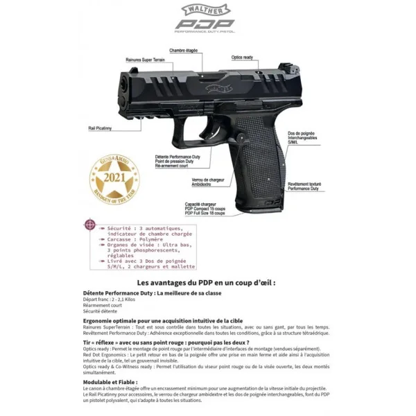 Pistolet WALTHER PDP PRO SD FULL SIZE OR 5.1'' 9X19