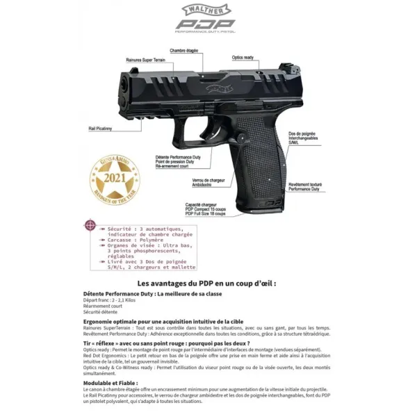 Pistolet WALTHER PDP PRO SD COMPACT OR 4.6'' 9X19