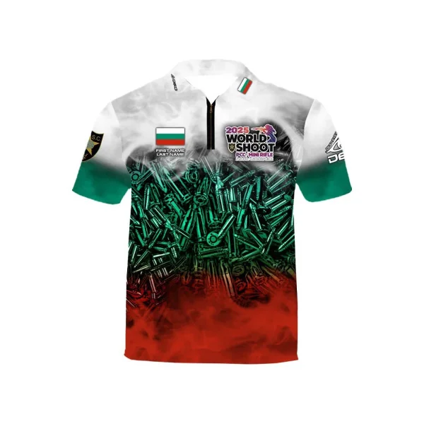 T-shirt officiel DED Bulgarie PCCMR Worldshoot 2025, taille : 10XL, nom personnalisé : avec nom personnalisé, type de vêtements 