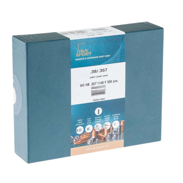 Ogives H&N graissées calibrées - Wad Cutter .357 Mag 148Gr  Chez DEVILLE ARMORY. Votre armurerie en ligne.