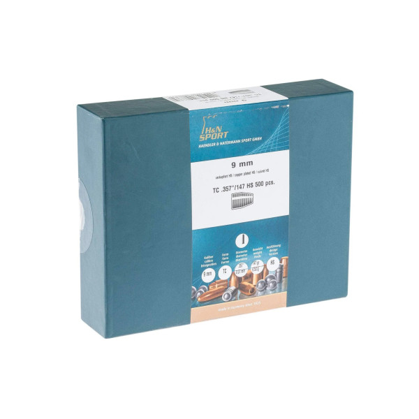 Ogives H&N - high speed - round nose 9 mm Mak 147Gr  Chez DEVILLE ARMORY. Votre armurerie en ligne.