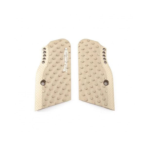 TONI SYSTEM GTSAIDPAC Poignées courtes pour briquet Vibram pour petit cadre Tanfoglio, SABLE  Chez DEVILLE ARMORY. Votre armurer