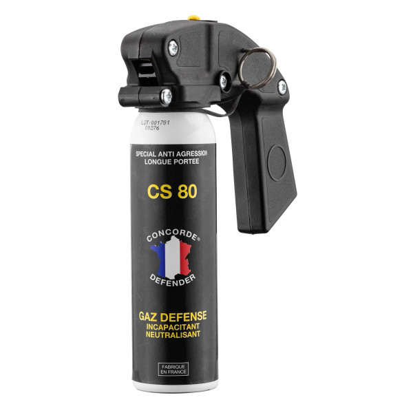 Aérosol GAZ CS 100 ml avec poignée  Chez DEVILLE ARMORY. Votre armurerie en ligne.
