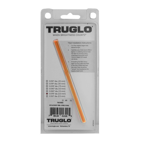 Fibres optique fluo bicolore - Truglo 2mm  Chez DEVILLE ARMORY. Votre armurerie en ligne.