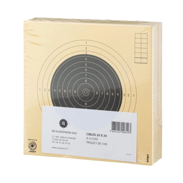 100 cartons-cibles 20 x 20 cm