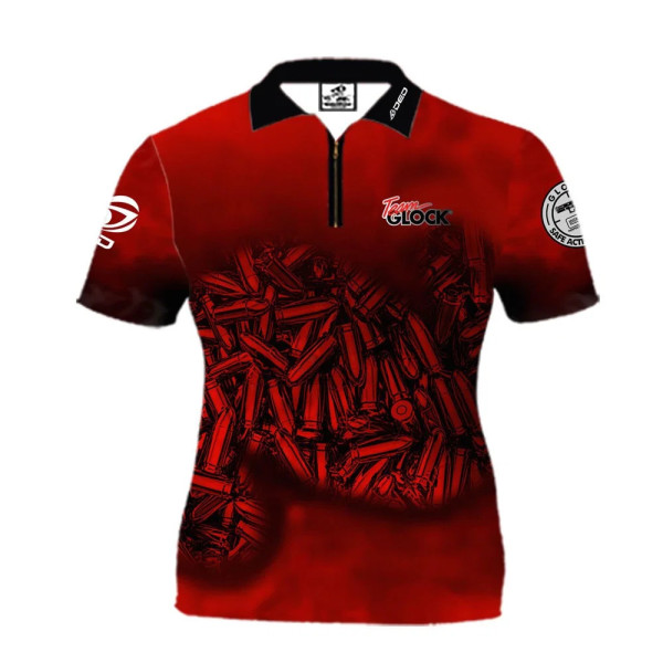 T-shirt DED Team Glock Rouge, taille : L, Nom personnalisé : Sans nom, Type de vêtements : Femme  Chez DEVILLE ARMORY. Votre arm