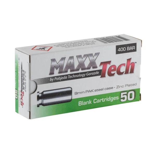 Boîte de 50 cartouches cal. 9 mm PAK à blanc