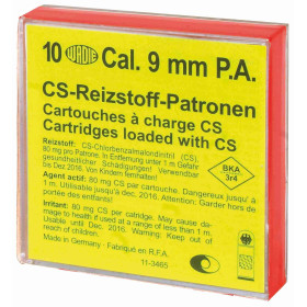 Boîte de 10 cartouches 9 mm PA à gaz CS  Chez DEVILLE ARMORY. Votre armurerie en ligne.