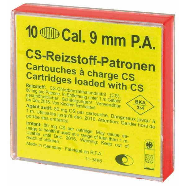 Wadie Boîte de 10 cartouches 9 mm PA à gaz CS