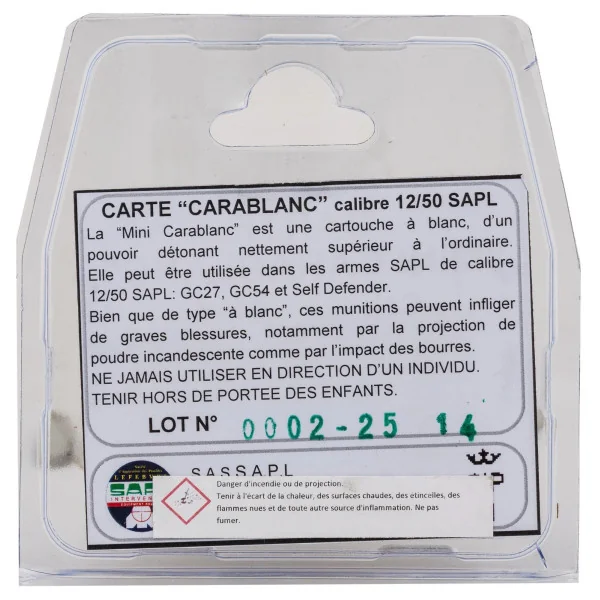 SAPL Cartouches à blanc Mini-Carablanc cal. 12/50