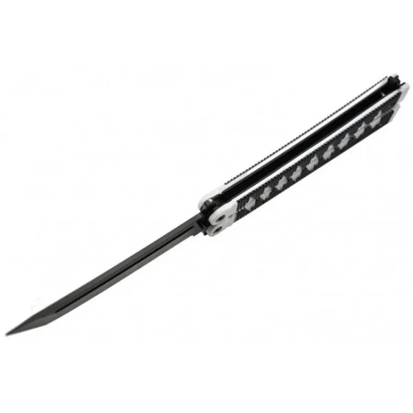 Couteau papillon lame acier 3CR13 manche aluminium blanc et noir