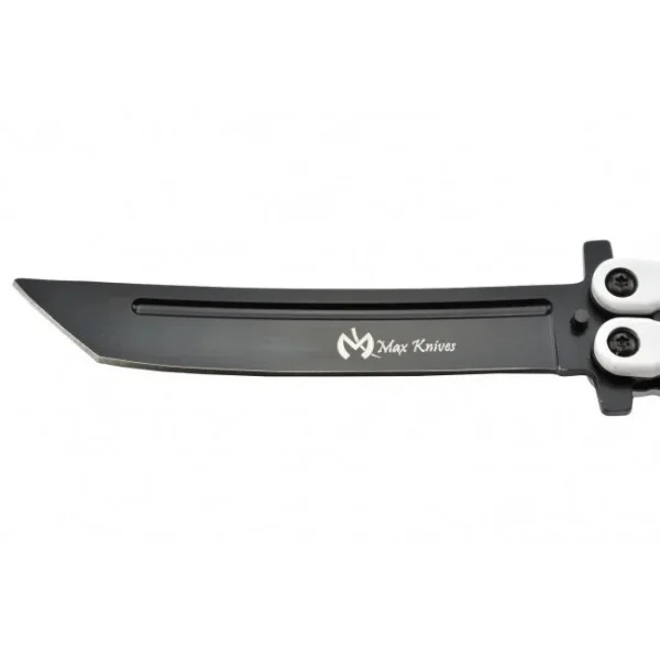Couteau papillon lame acier 3CR13 manche aluminium blanc et noir