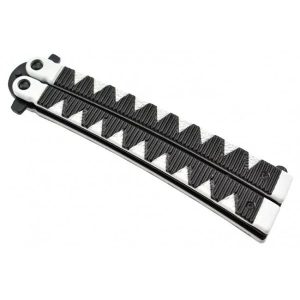 Couteau papillon lame acier 3CR13 manche aluminium blanc et noir
