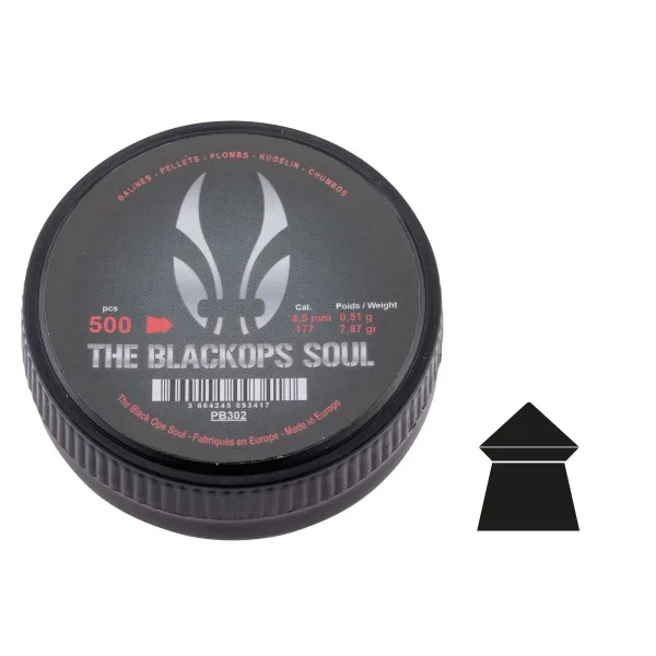 BO Manufacture Arms Plombs The Noir Ops Soul à tête pointue cal. 4,5 mm