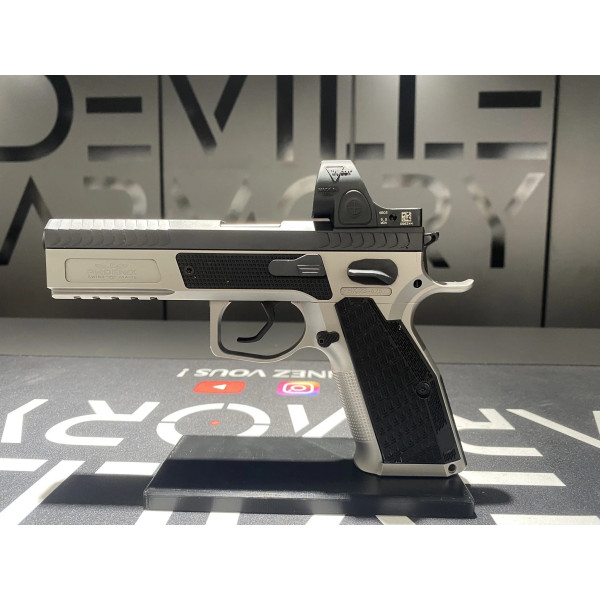 Pistolet PHOENIX Drake Production Optic Bi-Ton + Trijicon SRO  Chez DEVILLE ARMORY. Votre armurerie en ligne.