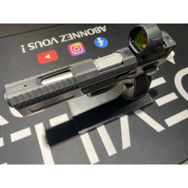 Pistolet PHOENIX Drake Production Optic Bi-Ton + Trijicon SRO  Chez DEVILLE ARMORY. Votre armurerie en ligne.