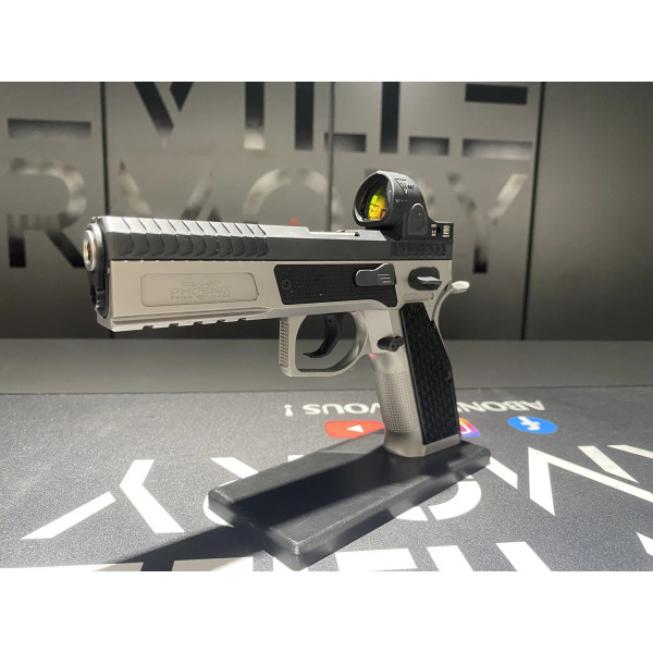 Pistolet PHOENIX Drake Production Optic Bi-Ton + Trijicon SRO  Chez DEVILLE ARMORY. Votre armurerie en ligne.