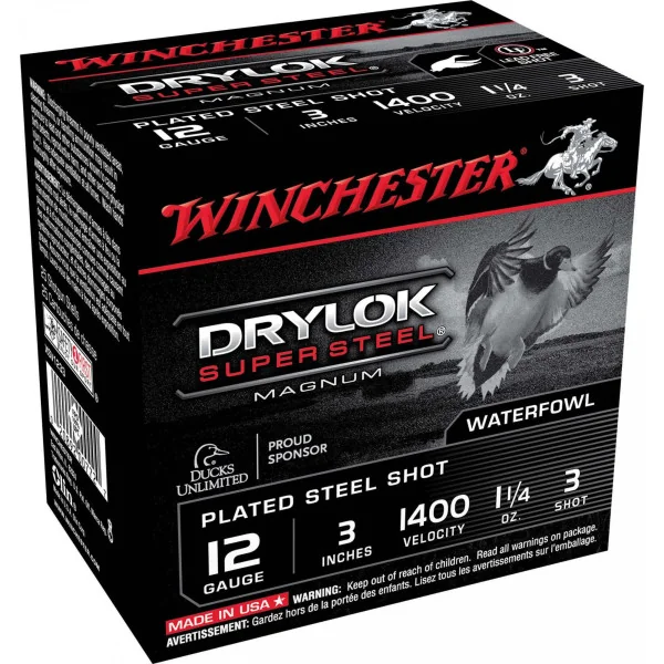 Cartouches Winchester Drylock Acier nickelé - Cal. 12/76 ou 12/70