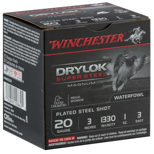 Cartouches Winchester Drylock Acier nickelé - Cal. 20/76