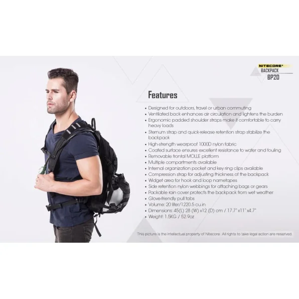 Nitecore BP20 Sac à dos